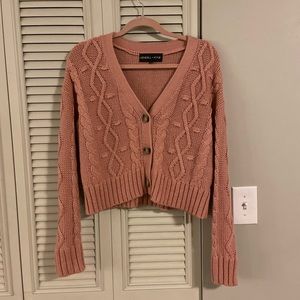 Kendall & Kylie Mauve/Pink Full Button Cardigan Cropped